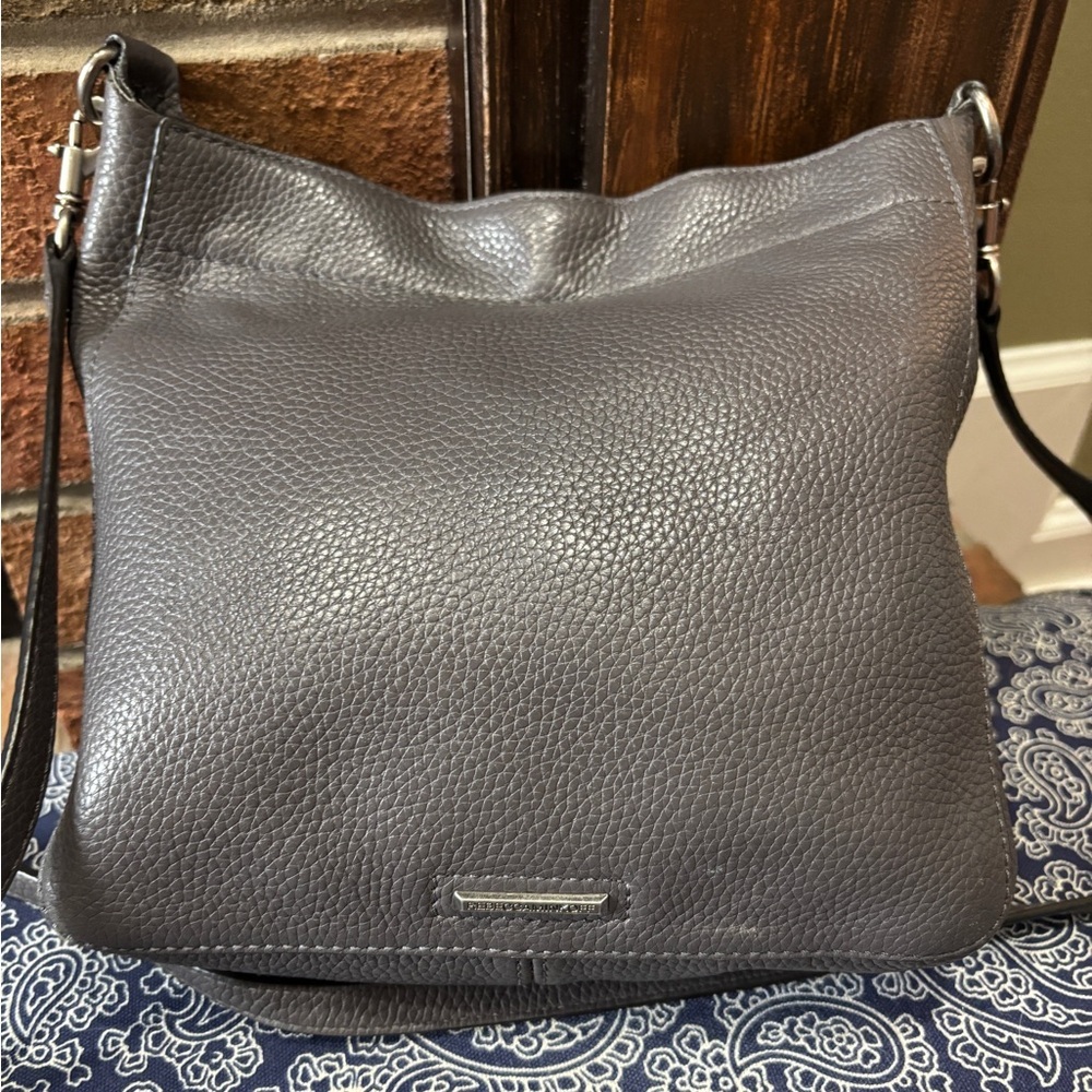 Rebecca Minkoff Grey Leather Studded Bucket Bag Tassels Crossbody - Picture 3 of 7